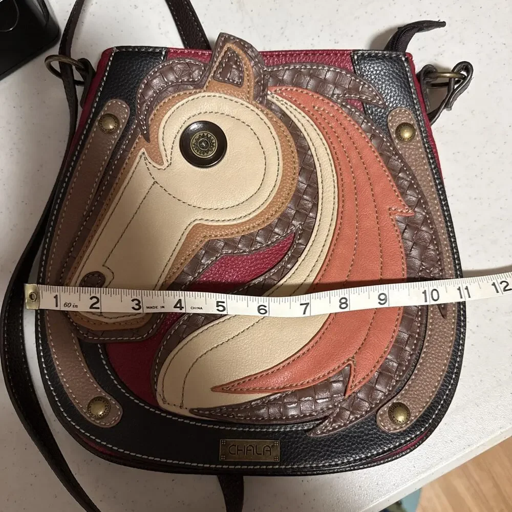 Chala Handbags Horse Everyday Zip Tote Shoulder Bag Multicolor Purse Very Nice
